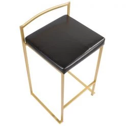 Lumisource Fuji Counter Stool in Gold with Black Faux Leather, PK 2 -Kitchen & Dining Furniture Sales Store LumiSource20LLC B26xxFUJIxxAUxxBK2xxxx7xxxx89eaca