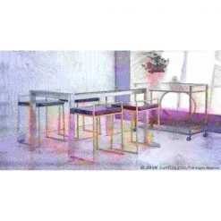 Lumisource Fuji Counter Stool in Gold with Black Faux Leather, PK 2 -Kitchen & Dining Furniture Sales Store LumiSource20LLC B26xxFUJIxxAUxxBK2xxxx9xxxxf212e8