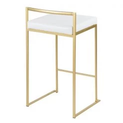 Lumisource Fuji Counter Stool in Gold with White Faux Leather, PK 2 -Kitchen & Dining Furniture Sales Store LumiSource20LLC B26xxFUJIxxAUxxW2xxxx4xxxx473ba5