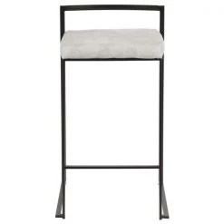 Lumisource Fuji Counter Stool in Black and Light Grey Cowboy Fabric Cushion, PK 2 -Kitchen & Dining Furniture Sales Store LumiSource20LLC B26xxFUJIxxBKLGY2xxxx6xxxx41a184