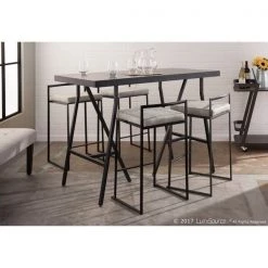 Lumisource Fuji Counter Stool in Black and Light Grey Cowboy Fabric Cushion, PK 2 -Kitchen & Dining Furniture Sales Store LumiSource20LLC B26xxFUJIxxBKLGY2xxxx9xxxxb138e3