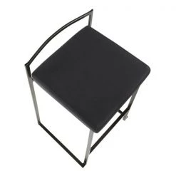 Lumisource Fuji Stackable Counter Stool in Black with Black Velvet Cushion, PK 2 -Kitchen & Dining Furniture Sales Store LumiSource20LLC B26xxFUJIxxBKVBK2xxxx7xxxxc4aa58