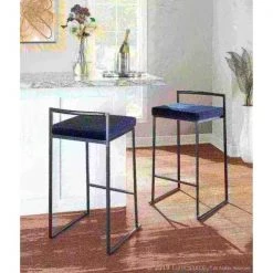 Lumisource Fuji Stackable Counter Stool in Black with Black Velvet Cushion, PK 2 -Kitchen & Dining Furniture Sales Store LumiSource20LLC B26xxFUJIxxBKVBK2xxxx9xxxx693f37