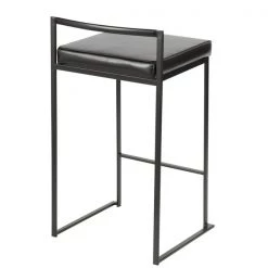 Lumisource Fuji Counter Stool in Black and Black Faux Leather Cushion, PK 2 -Kitchen & Dining Furniture Sales Store LumiSource20LLC B26xxFUJIxxBKxxBK2xxxx4xxxx297c1c