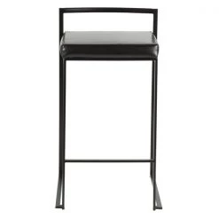 Lumisource Fuji Counter Stool in Black and Black Faux Leather Cushion, PK 2 -Kitchen & Dining Furniture Sales Store LumiSource20LLC B26xxFUJIxxBKxxBK2xxxx6xxxxc64385