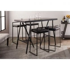 Lumisource Fuji Counter Stool in Black and Black Faux Leather Cushion, PK 2 -Kitchen & Dining Furniture Sales Store LumiSource20LLC B26xxFUJIxxBKxxBK2xxxx9xxxx7cfc07