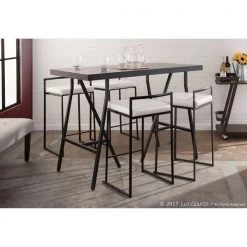 Lumisource Fuji Counter Stool in Black and White Faux Leather Cushion, PK 2 -Kitchen & Dining Furniture Sales Store LumiSource20LLC B26xxFUJIxxBKxxW2xxxx9xxxx7f17b6