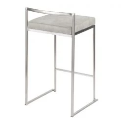Lumisource Fuji Counter Stool in Stainless Steel and Light Grey Fabric, PK 2 -Kitchen & Dining Furniture Sales Store LumiSource20LLC B26xxFUJIxxLGY2xxxx4xxxx7bd00e