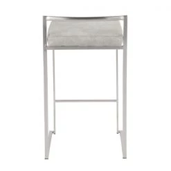 Lumisource Fuji Counter Stool in Stainless Steel and Light Grey Fabric, PK 2 -Kitchen & Dining Furniture Sales Store LumiSource20LLC B26xxFUJIxxLGY2xxxx5xxxx0a539d
