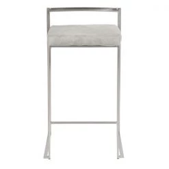 Lumisource Fuji Counter Stool in Stainless Steel and Light Grey Fabric, PK 2 -Kitchen & Dining Furniture Sales Store LumiSource20LLC B26xxFUJIxxLGY2xxxx6xxxx28480a