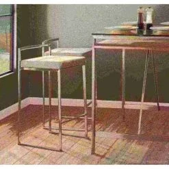 Lumisource Fuji Counter Stool in Stainless Steel and Light Grey Fabric, PK 2 -Kitchen & Dining Furniture Sales Store LumiSource20LLC B26xxFUJIxxLGY2xxxx9xxxx6fa7c0