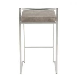 Lumisource Fuji Counter Stool in Stainless Steel and Stone Fabric Cushion, PK 2 -Kitchen & Dining Furniture Sales Store LumiSource20LLC B26xxFUJIxxSTN2xxxx5xxxx6ec718