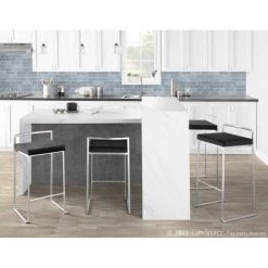 Lumisource Fuji Counter Stool in Stainless Steel and Black Velvet Cushion, PK 2 -Kitchen & Dining Furniture Sales Store LumiSource20LLC B26xxFUJIxxVBK2xxxx14xxxx1c72c5