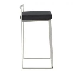 Lumisource Fuji Counter Stool in Stainless Steel and Black Velvet Cushion, PK 2 -Kitchen & Dining Furniture Sales Store LumiSource20LLC B26xxFUJIxxVBK2xxxx3xxxx278b47