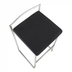 Lumisource Fuji Counter Stool in Stainless Steel and Black Velvet Cushion, PK 2 -Kitchen & Dining Furniture Sales Store LumiSource20LLC B26xxFUJIxxVBK2xxxx7xxxxd91ba1
