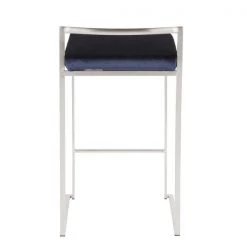 Lumisource Fuji Counter Stool in Stainless Steel and Blue Velvet Cushion, PK 2 -Kitchen & Dining Furniture Sales Store LumiSource20LLC B26xxFUJIxxVBU2xxxx5xxxx86df0c