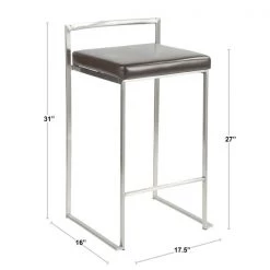 Lumisource Fuji Counter Stool in White and White Faux Leather Cushion, PK 2 -Kitchen & Dining Furniture Sales Store LumiSource20LLC B26xxFUJIxxWxxW2xxDIMxx873edc