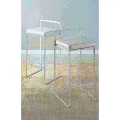 Lumisource Fuji Counter Stool in White and White Faux Leather Cushion, PK 2 -Kitchen & Dining Furniture Sales Store LumiSource20LLC B26xxFUJIxxWxxW2xxxx10xxxxf96802