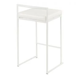 Lumisource Fuji Counter Stool in White and White Faux Leather Cushion, PK 2 -Kitchen & Dining Furniture Sales Store LumiSource20LLC B26xxFUJIxxWxxW2xxxx4xxxx485ca7