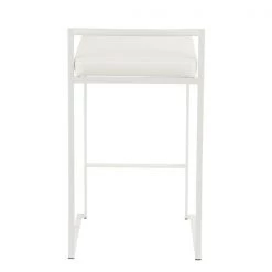 Lumisource Fuji Counter Stool in White and White Faux Leather Cushion, PK 2 -Kitchen & Dining Furniture Sales Store LumiSource20LLC B26xxFUJIxxWxxW2xxxx5xxxxa0cb1a