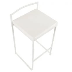 Lumisource Fuji Counter Stool in White and White Faux Leather Cushion, PK 2 -Kitchen & Dining Furniture Sales Store LumiSource20LLC B26xxFUJIxxWxxW2xxxx7xxxxb0b59b