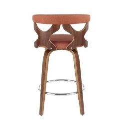 Lumisource Gardenia Counter Stool in Walnut and Orange Fabric, PK 2 -Kitchen & Dining Furniture Sales Store LumiSource20LLC B26xxGARDRxxWLO2xxxx5xxxx6542b7