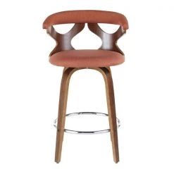 Lumisource Gardenia Counter Stool in Walnut and Orange Fabric, PK 2 -Kitchen & Dining Furniture Sales Store LumiSource20LLC B26xxGARDRxxWLO2xxxx6xxxx000a49