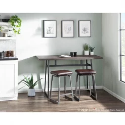 Lumisource Geo Upholstered Counter Stool in Brown Faux Leather, PK 2 -Kitchen & Dining Furniture Sales Store LumiSource20LLC B26xxGEOUPxxANBN2xxxx12xxxx44a43b