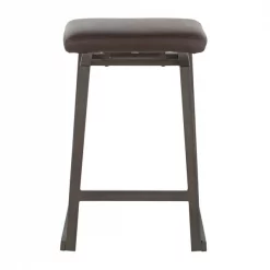 Lumisource Geo Upholstered Counter Stool in Brown Faux Leather, PK 2 -Kitchen & Dining Furniture Sales Store LumiSource20LLC B26xxGEOUPxxANBN2xxxx6xxxx5f09a1