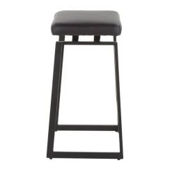 Lumisource Geo Upholstered Counter Stool in Black Metal, Black Faux Leather, PK 2 -Kitchen & Dining Furniture Sales Store LumiSource20LLC B26xxGEOUPxxBKBK2xxxx3xxxx28cdb2