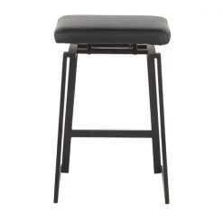 Lumisource Geo Upholstered Counter Stool in Black Metal, Black Faux Leather, PK 2 -Kitchen & Dining Furniture Sales Store LumiSource20LLC B26xxGEOUPxxBKBK2xxxx5xxxxe30cb9
