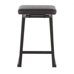 Lumisource Geo Upholstered Counter Stool in Black Metal, Black Faux Leather, PK 2 -Kitchen & Dining Furniture Sales Store LumiSource20LLC B26xxGEOUPxxBKBK2xxxx6xxxx48ac1c