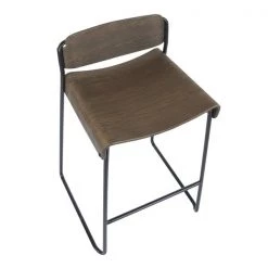 Lumisource Dali Low Back Counter Stool in Black Metal with Espresso Wood, PK 2 -Kitchen & Dining Furniture Sales Store LumiSource20LLC B26xxLBDALIxxBKE2xxxx7xxxx097fd1