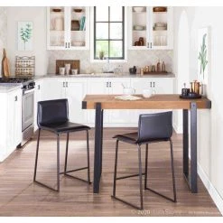 Lumisource Mara Counter Stool in Black Metal and Black Faux Leather, PK 2 -Kitchen & Dining Furniture Sales Store LumiSource20LLC B26xxMARAUPxxBKBK2xxxx9xxxxab25cc