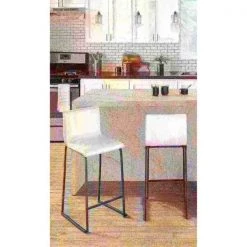 Lumisource Mara Counter Stool in Black Metal and White Faux Leather, PK 2 -Kitchen & Dining Furniture Sales Store LumiSource20LLC B26xxMARAUPxxBKW2xxxx10xxxxd55e10