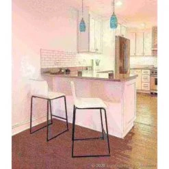 Lumisource Mara Counter Stool in Black Metal and White Faux Leather, PK 2 -Kitchen & Dining Furniture Sales Store LumiSource20LLC B26xxMARAUPxxBKW2xxxx9xxxxd24629