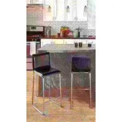 Lumisource Mara Counter Stool in Black Faux Leather, PK 2 -Kitchen & Dining Furniture Sales Store LumiSource20LLC B26xxMARAUPxxSSBK2xxxx10xxxx1790de