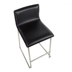 Lumisource Mara Counter Stool in Black Faux Leather, PK 2 -Kitchen & Dining Furniture Sales Store LumiSource20LLC B26xxMARAUPxxSSBK2xxxx7xxxx8f8699