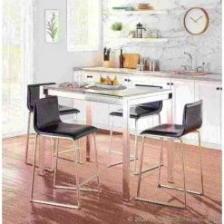 Lumisource Mara Counter Stool in Black Faux Leather, PK 2 -Kitchen & Dining Furniture Sales Store LumiSource20LLC B26xxMARAUPxxSSBK2xxxx9xxxxffeaaa