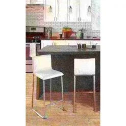 Lumisource Mara Counter Stool in White Faux Leather, PK 2 -Kitchen & Dining Furniture Sales Store LumiSource20LLC B26xxMARAUPxxSSW2xxxx10xxxx24b4ec