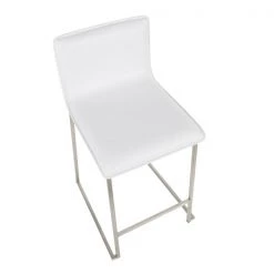 Lumisource Mara Counter Stool in White Faux Leather, PK 2 -Kitchen & Dining Furniture Sales Store LumiSource20LLC B26xxMARAUPxxSSW2xxxx7xxxxfa2a91