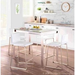 Lumisource Mara Counter Stool in White Faux Leather, PK 2 -Kitchen & Dining Furniture Sales Store LumiSource20LLC B26xxMARAUPxxSSW2xxxx9xxxx6f0432
