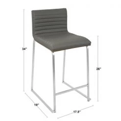 Lumisource Mara Counter Stool in Walnut Wood, White Faux Leather, PK 2 -Kitchen & Dining Furniture Sales Store LumiSource20LLC B26xxMARAxxWLxxW2xxDIMxx553a1e