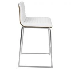 Lumisource Mara Counter Stool in Walnut Wood, White Faux Leather, PK 2 -Kitchen & Dining Furniture Sales Store LumiSource20LLC B26xxMARAxxWLxxW2xxxx4xxxx8a7782