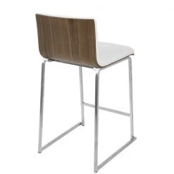 Lumisource Mara Counter Stool in Walnut Wood, White Faux Leather, PK 2 -Kitchen & Dining Furniture Sales Store LumiSource20LLC B26xxMARAxxWLxxW2xxxx5xxxx62d23f