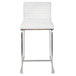 Lumisource Mara Counter Stool in Walnut Wood, White Faux Leather, PK 2 -Kitchen & Dining Furniture Sales Store LumiSource20LLC B26xxMARAxxWLxxW2xxxx7xxxxd2f4c0