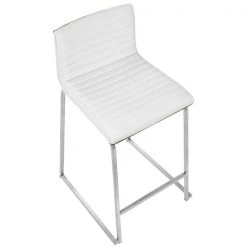Lumisource Mara Counter Stool in Walnut Wood, White Faux Leather, PK 2 -Kitchen & Dining Furniture Sales Store LumiSource20LLC B26xxMARAxxWLxxW2xxxx8xxxx49fef5