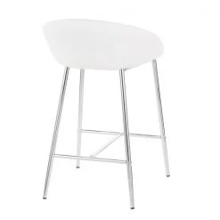 Lumisource Matisse Counter Stool with Chrome Frame and White Faux Leather, PK 2 -Kitchen & Dining Furniture Sales Store LumiSource20LLC B26xxMATSExxW2xxxx4xxxxef3af6