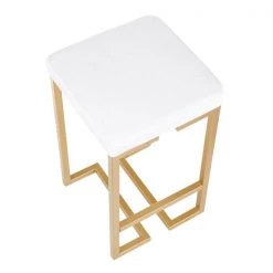 Lumisource Midas Counter Stool in Gold with White Velvet Cushion, PK 2 -Kitchen & Dining Furniture Sales Store LumiSource20LLC B26xxMDASxxAUxxVW2xxxx7xxxx3438b4