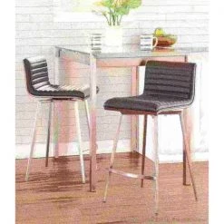 Lumisource Mason Swivel Counter Stool in, Walnut Wood, Black Faux Leather, PK 2 -Kitchen & Dining Furniture Sales Store LumiSource20LLC B26xxMSNSWxxWLBK2xxxx10xxxxcd33f8